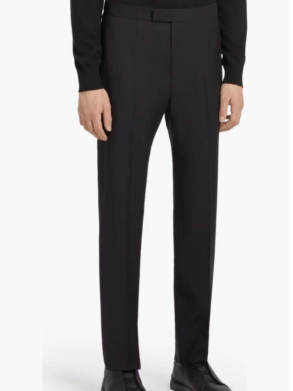 Zegna Men's Flat Front Wool & Mohair Tuxedo Trousers size 7-54R/ fit 36” waist